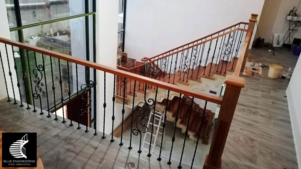 Wrought Iron Balustrades with Wooden Handrails. Balustrades, Gauteng, Johannesburg, Midrand, Pretoria, KwaZulu Natal, Durban, Ballito, South Africa