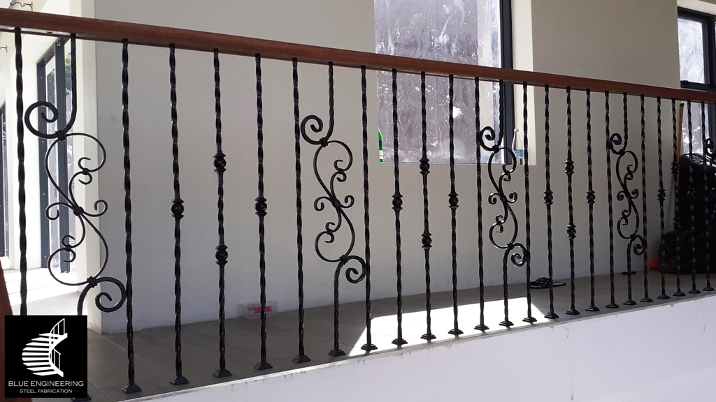 Wrought Iron Balustrades with Wood Handrails. Balustrades, Gauteng, Johannesburg, Midrand, Pretoria, KwaZulu Natal, Durban, Ballito, South Africa