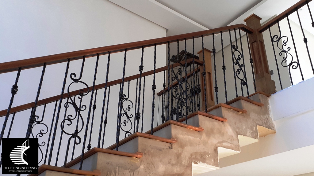 Wrought Iron Balustrades with Wood Handrails. Balustrades, Gauteng, Johannesburg, Midrand, Pretoria, KwaZulu Natal, Durban, Ballito, South Africa