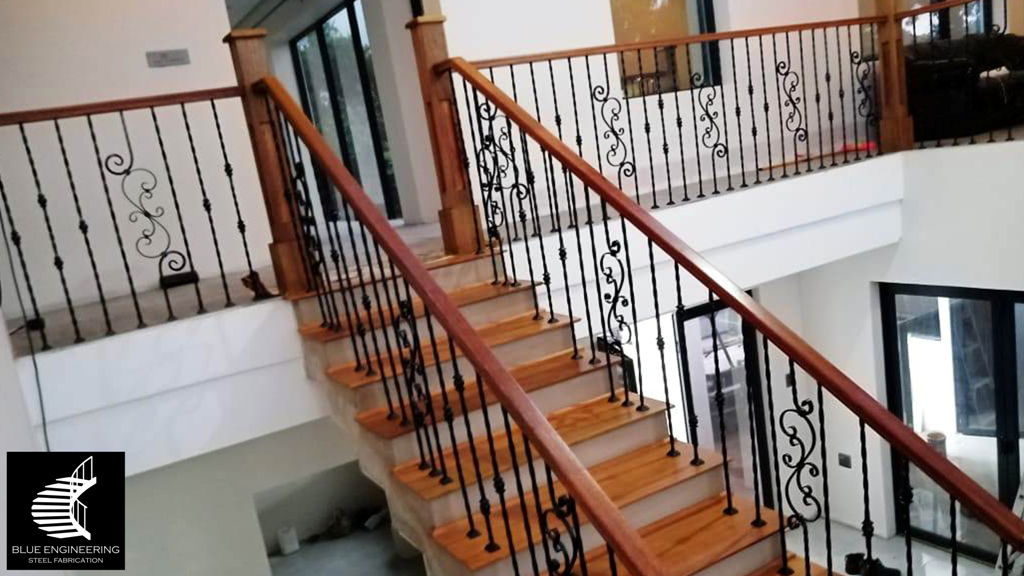 Wrought Iron Balustrades with Wooden Handrails. Balustrades, Gauteng, Johannesburg, Midrand, Pretoria, KwaZulu Natal, Durban, Ballito, South Africa