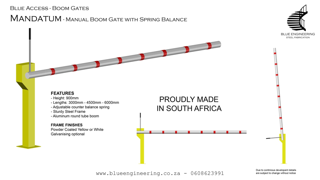 Blue Access Mandatum Manual Boom Gate with Spring Balance