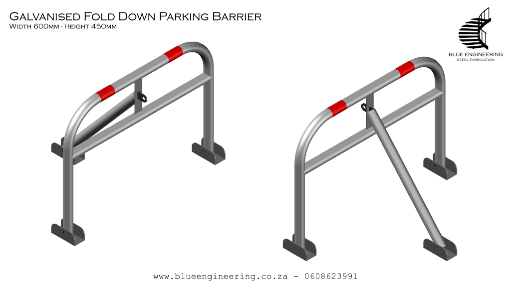 Blue Access Fold Down Parking Barrier with Padlock Tab