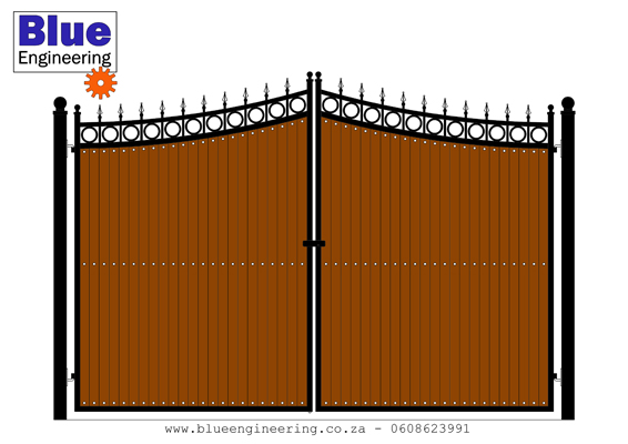 Steel and Wood Wrought Iron Driveway Gates. Gauteng, Pretoria, Johannesburg, KwaZulu Natal, Durban, South Africa