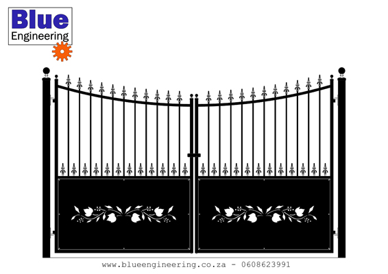 Modern Stainless Steel and Classic Wrought Iron Driveway Gates in Durban