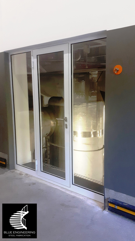 Glazed Steel Fire Protection Doors with Sidelight Fire Protection WIndows. Fire Protection Doors, Fire Doors, Fire Rated Doors, Fire Proof Doors, Fire Resistant Doors, Certified Fire Doors. KwaZulu Natal, Durban, Ballito, Hillcrest, Amanzimtoti, Pinetown, Gauteng, Johannesburg, Pretoria, Midrand, South Africa