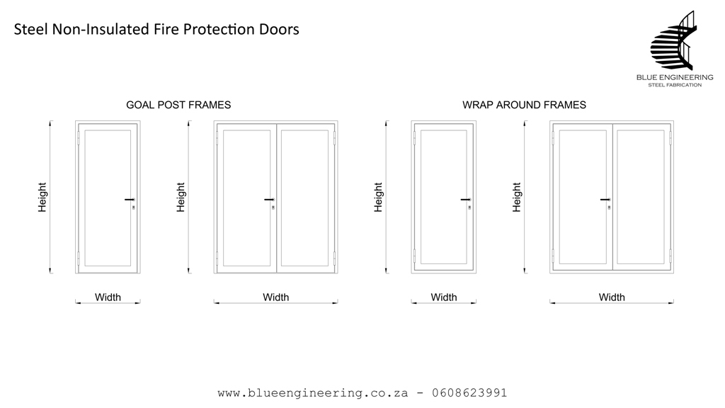 Steel Non-Insulated Fire Protection Doors . Fire Resistant Doors, Fire Rated Doors, Fire Doors, Fire Proof Doors and Fire Certified Doors.  KwaZulu Natal, Durban, Ballito, Hillcrest, Amanzimtoti, Pinetown, Gauteng, Johannesburg, Pretoria, Midrand, South Africa 