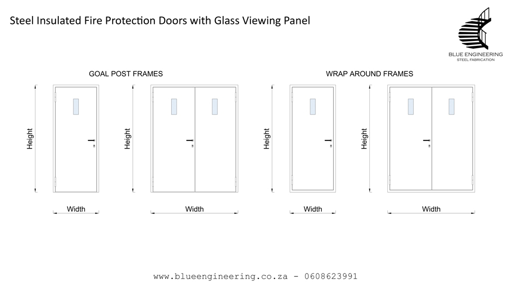 Steel Insulated Fire Protection Doors with Glass Viewing Panel. Fire Resistant Doors, Fire Rated Doors, Fire Doors, Fire Proof Doors and Fire Certified Doors.  KwaZulu Natal, Durban, Ballito, Hillcrest, Amanzimtoti, Pinetown, Gauteng, Johannesburg, Pretoria, Midrand, South Africa 