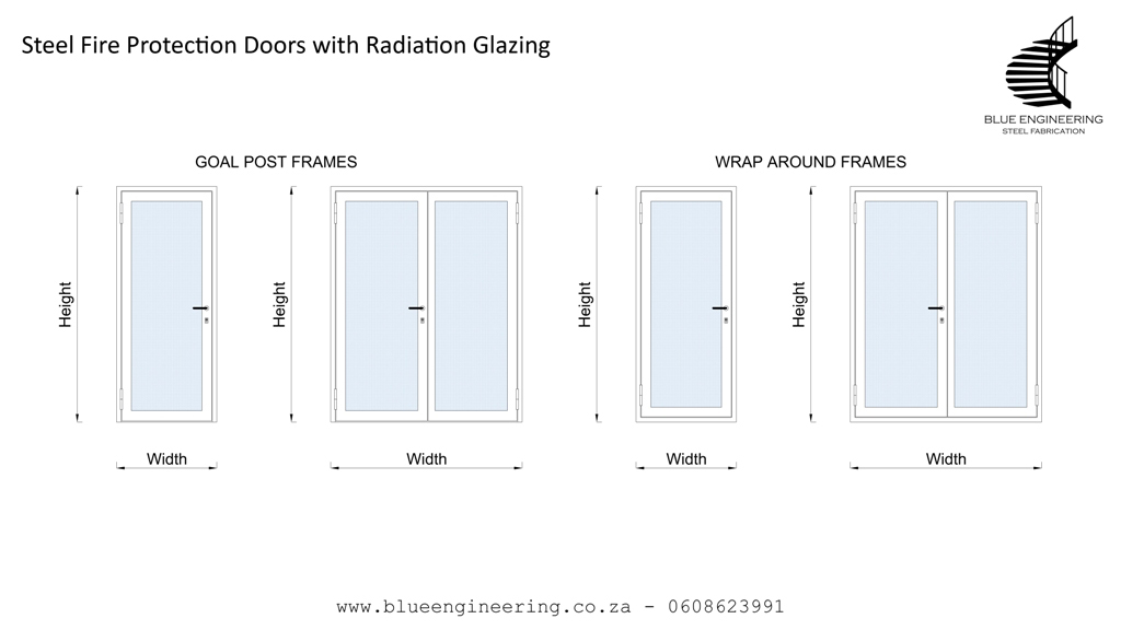 Steel Fire Protection Doors with Radiation Glazing. Fire Resistant Doors, Fire Rated Doors, Fire Doors, Fire Proof Doors and Fire Certified Doors.  KwaZulu Natal, Durban, Ballito, Hillcrest, Amanzimtoti, Pinetown, Gauteng, Johannesburg, Pretoria, Midrand, South Africa 