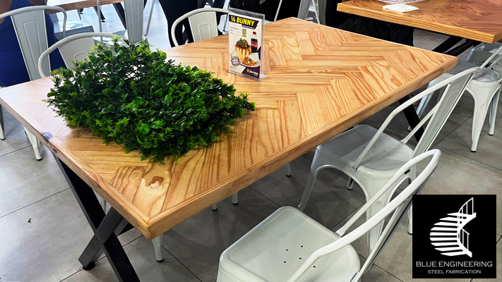 Restuarant Furniture - Table with X Legs and Wooden Top