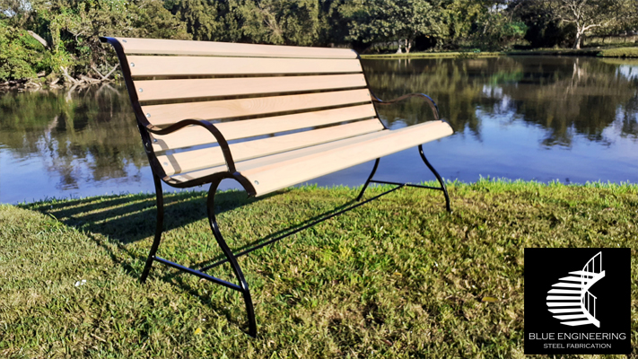 Wrought Iron and Beech Garden Bench