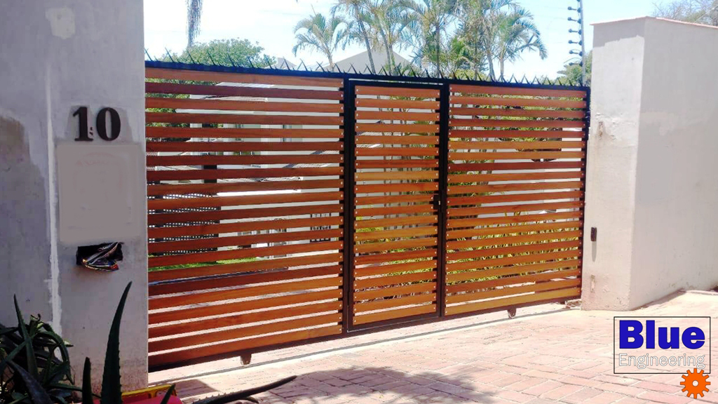 Wooden Slat Driveway Gates by Blue Engineering Durban