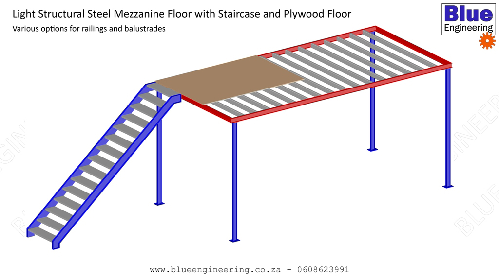 Light Structural Steel Mezzanine Floor with Staircase Durban