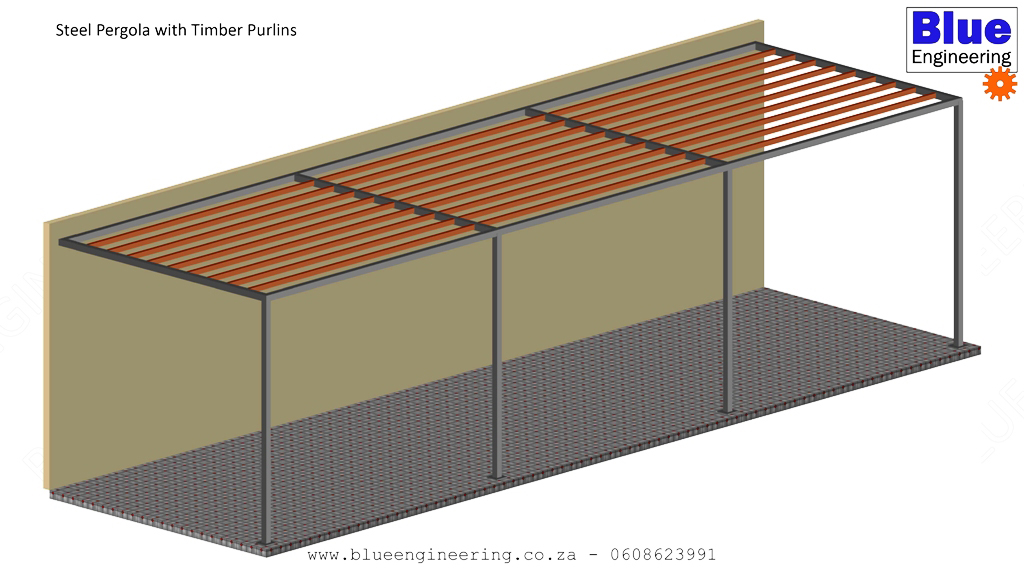 Steel Pergola with Timber Purlins