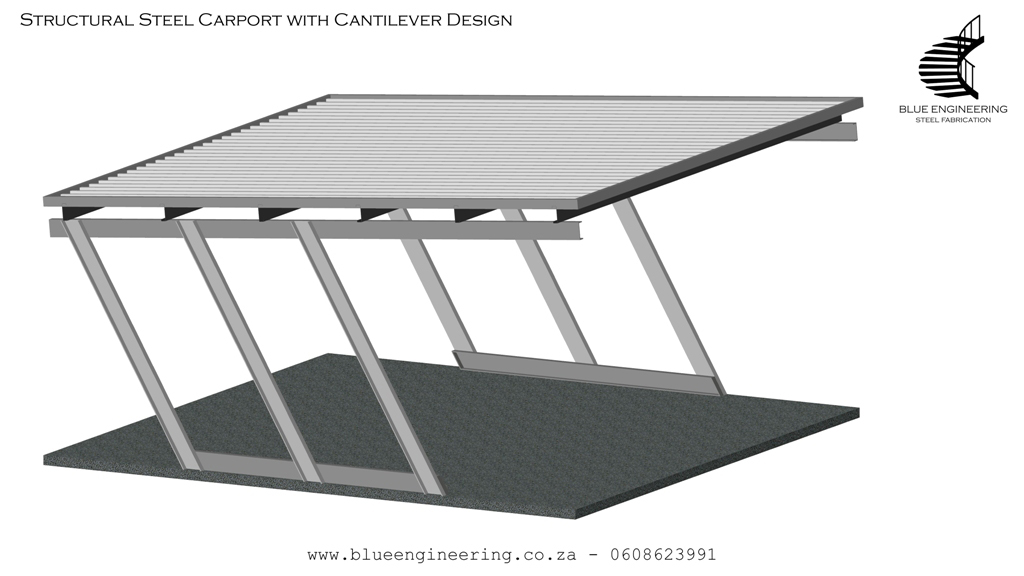 Structural Steel Carport with a Cantilever Design, Durban, South Africa