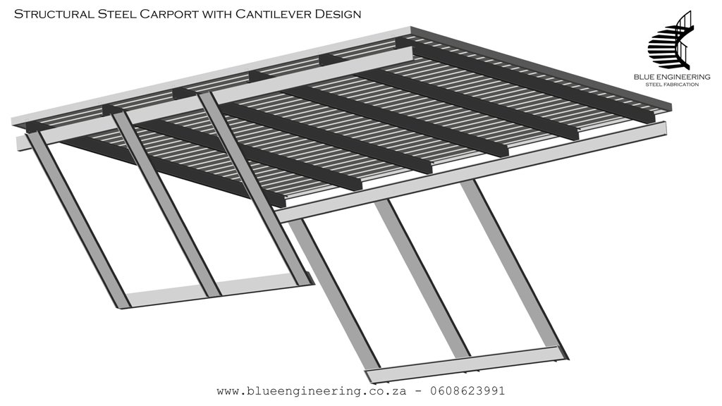 Structural Steel Carport with a Cantilever Design, Durban, South Africa