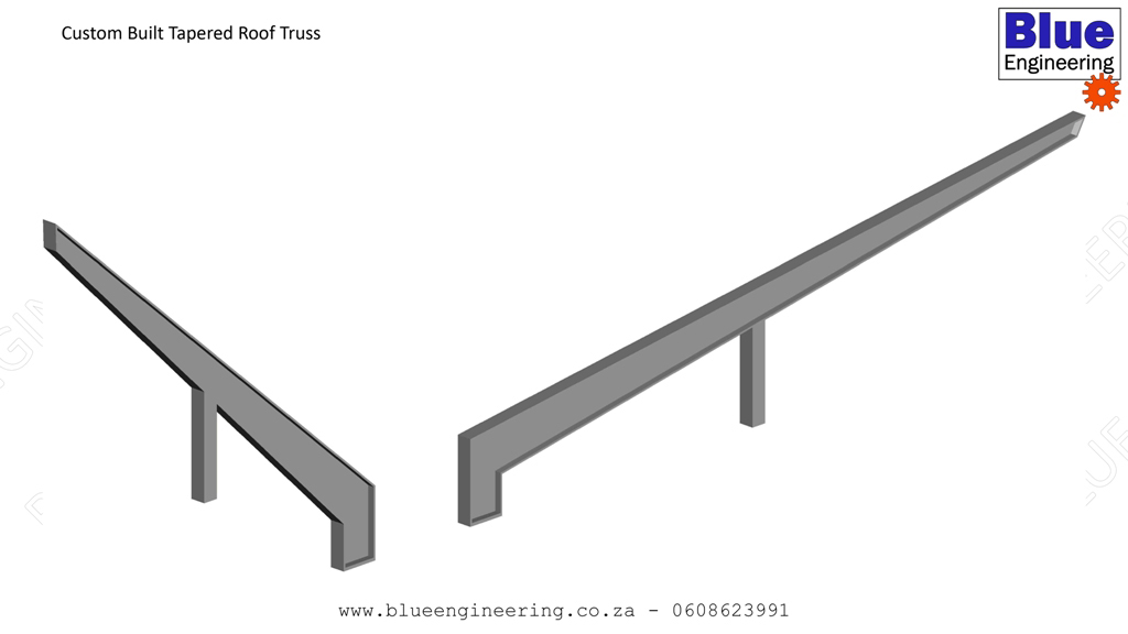 Custom built tapered roof trusses