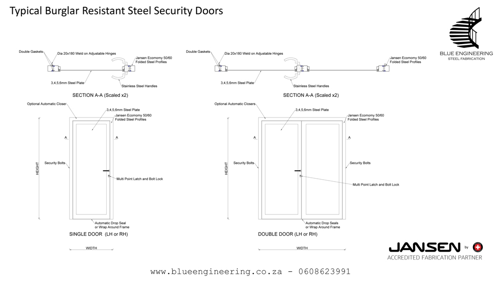Steel Burglar Resistant Doors. KwaZulu Natal, Durban, Ballito, Hillcrest, Amanzimtoti, Pinetown, Gauteng, Johannesburg, Pretoria, Midrand, South Africa  
