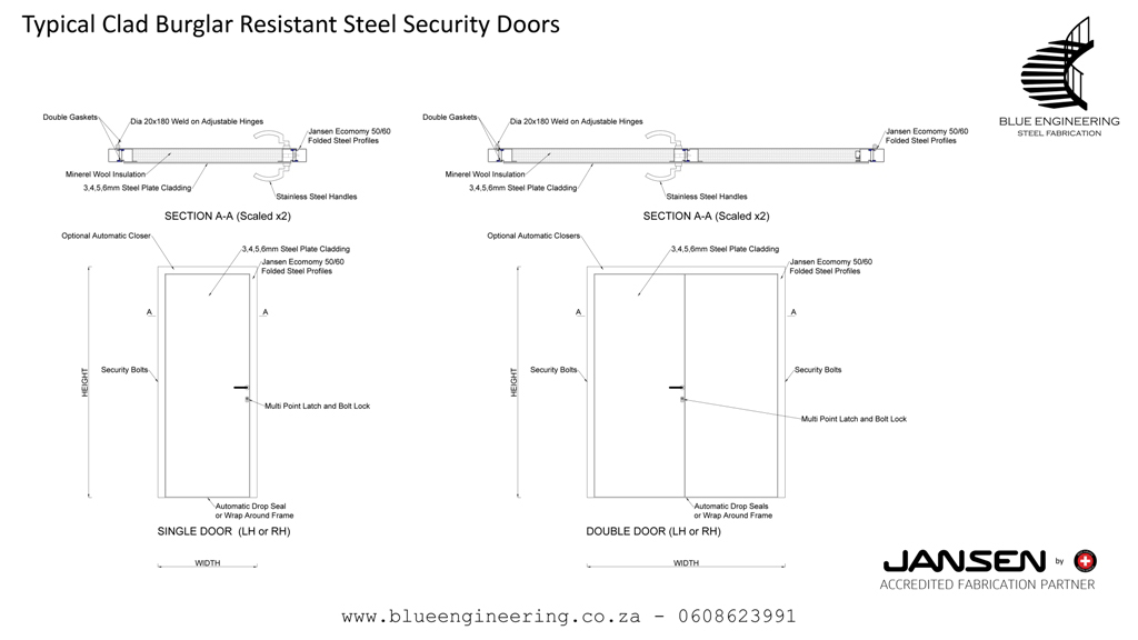 Fully Clad Steel Burglar Resistant Security Doors . KwaZulu Natal, Durban, Ballito, Hillcrest, Amanzimtoti, Pinetown, Gauteng, Johannesburg, Pretoria, Midrand, South Africa   