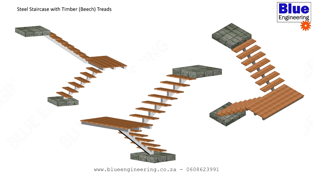 Steel Mono Stringer Staircase With Beech Timber Treads