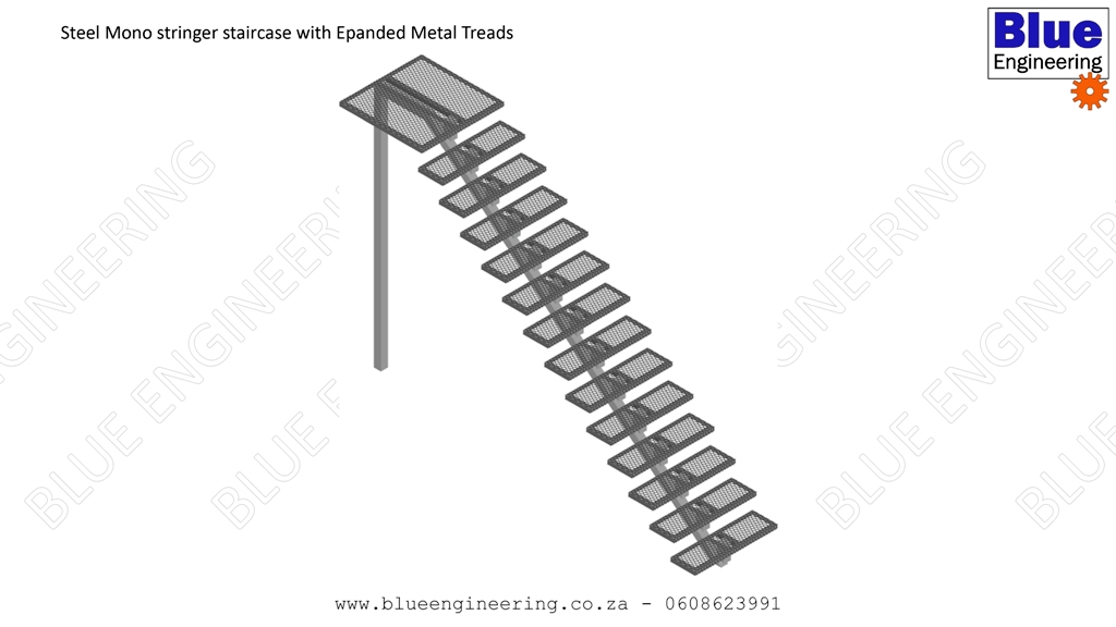 Steel Mono Stringer Staircase with Expanded Metal Treads