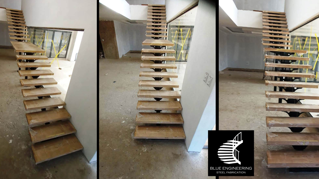 Mono Stringer Staircase with White Oak Treads