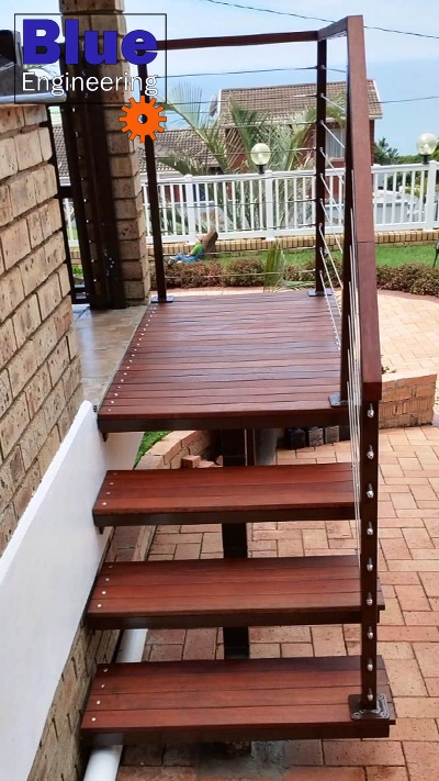 Mono Stinger Staircase with Wooden Treads, by Blue Engineering, Durban