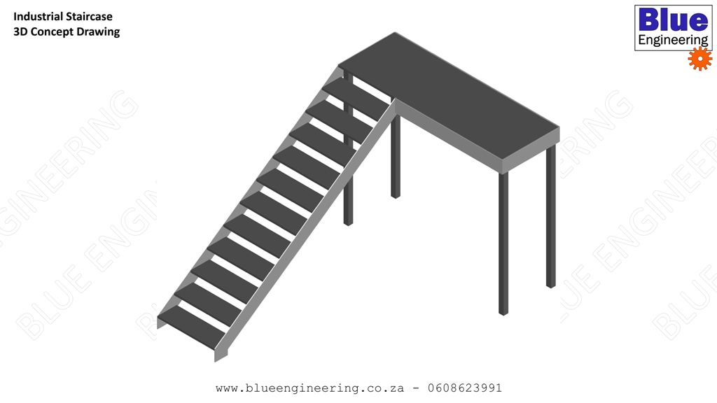 Industrial Steel Staircases with Steel Plate Stringers