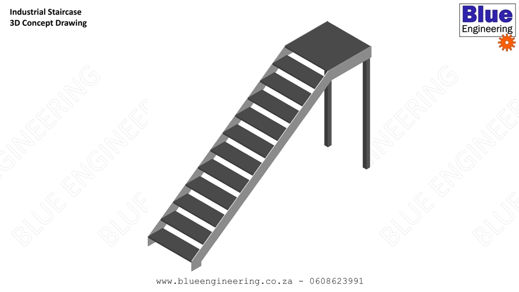 Industrial Steel Staircases with Steel Plate Stringers