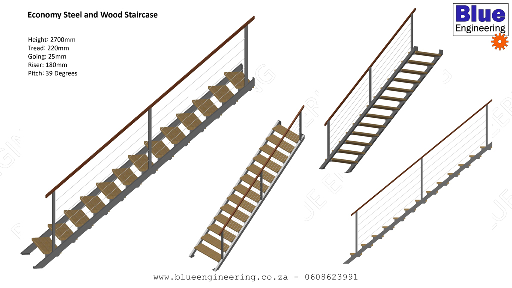 Economy Steel and Wood Residential Staircase