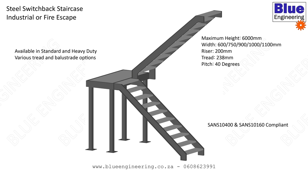 Steel Switchback Staircase for Industrial or Fire Escapes Durban