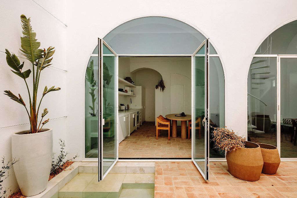 Double Doors - French Doors with arched fanlight and 2 sidelights