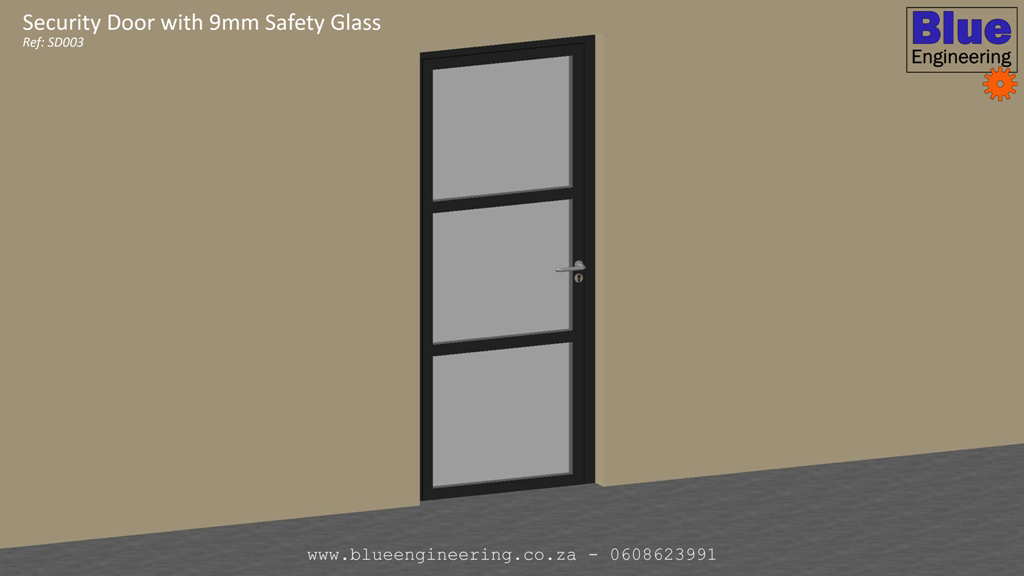 Security Door with 9mm Safety Glass