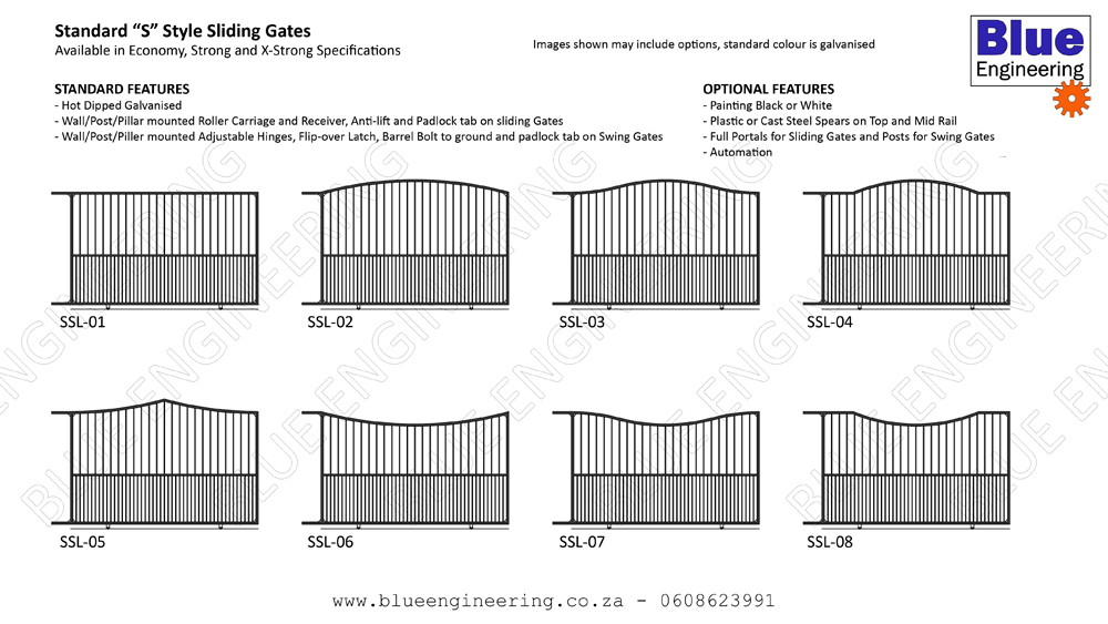 Standard "S" Style Sliding Gates and Double Swing Gates. Gauteng, Johannesburg, Pretoria, KwaZulu Natal, Durban, South Africa