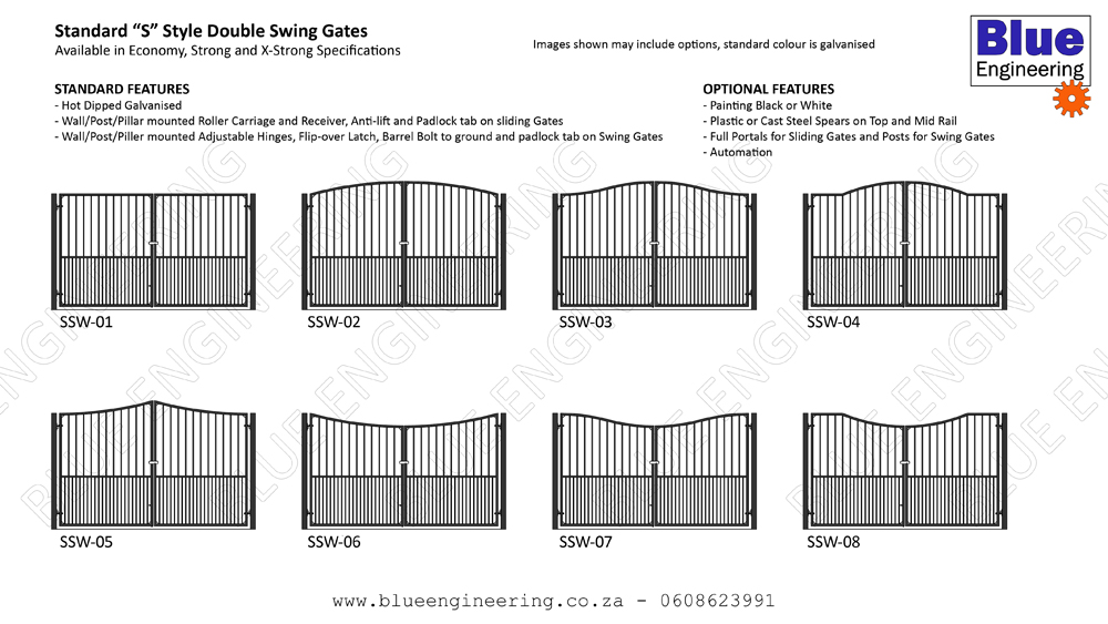 Standard "S" Style Sliding Gates and Double Swing Gates  