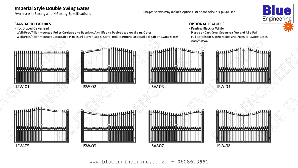 Standard Imperial Style Sliding Gates and Double Swing Gates. Gauteng, Johannesburg, Pretoria, KwaZulu Natal, Durban, South Africa