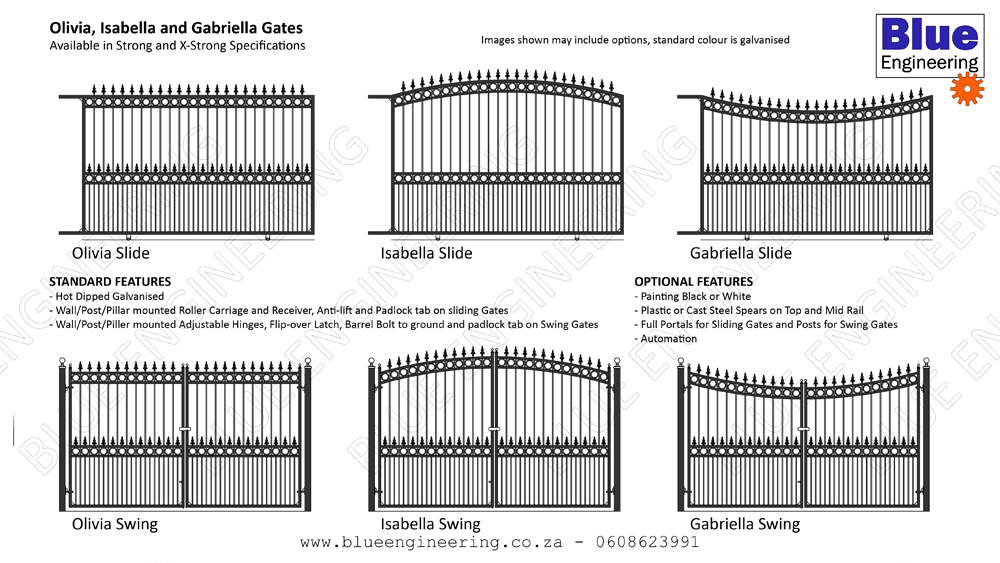 Standard Ornamental Sliding gates and Double Swing Gates