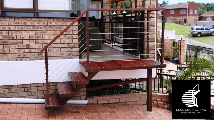 Mono Stringer Staircase with Balau Timber Slat Treads. Wooden Staircases Durban, Timber Staircases Durban, Pine Staircases Durban