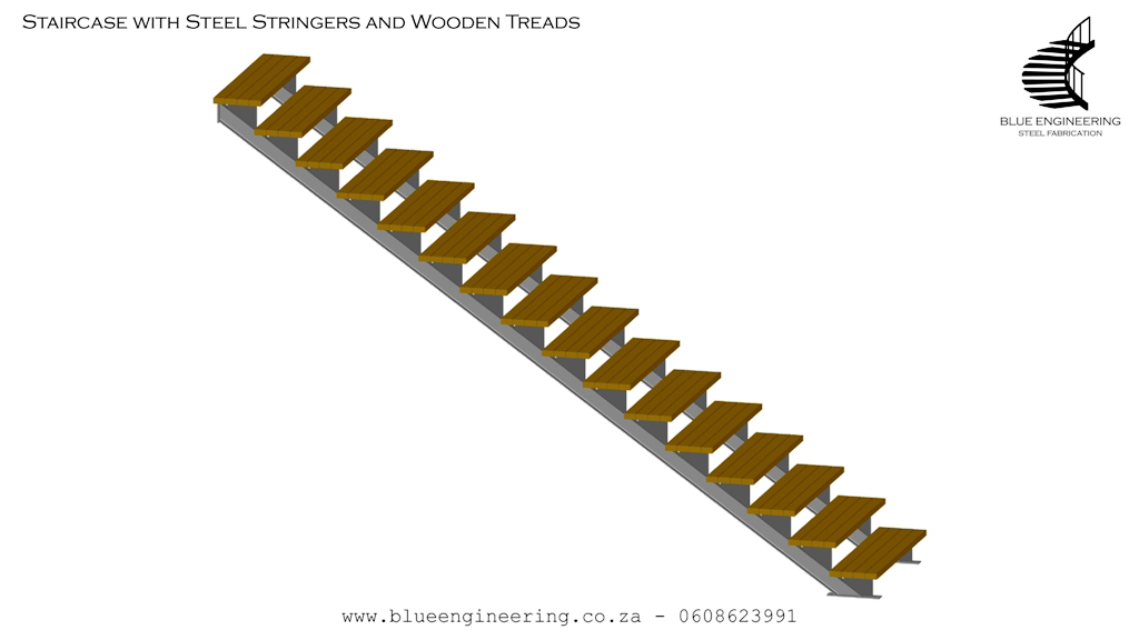 Wooden Staircases with Steel Stringers. Wooden Staircases Durban, Timber Staircases Durban, Pine Staircases Durban