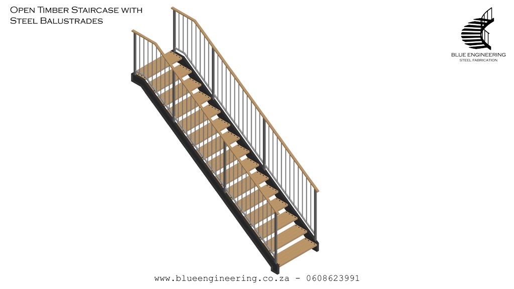 Open Timber Wooden Staircase Durban. Wooden Staircases Durban, Timber Staircases Durban, Pine Staircases Durban