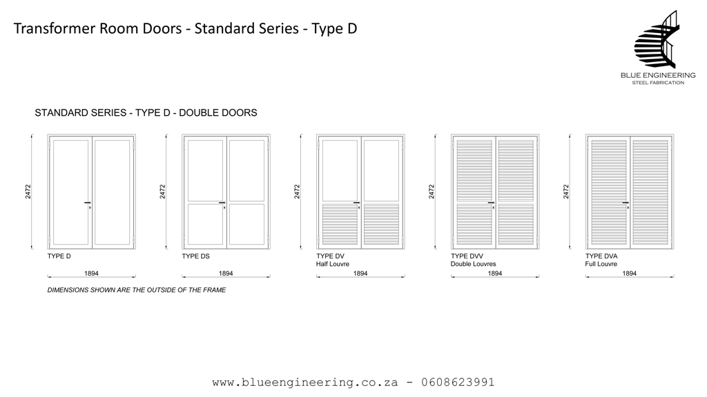 Type D Transformer Room Doors, Substation Doors. KwaZulu Natal, Durban, Ballito, Hillcrest, Amanzimtoti, Pinetown, Gauteng, Johannesburg, Pretoria, Midrand, South Africa