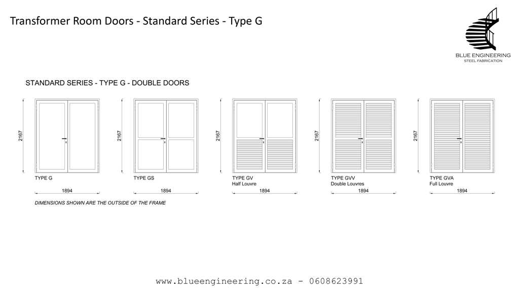 Type G Transformer Room Doors, Substation Doors. KwaZulu Natal, Durban, Ballito, Hillcrest, Amanzimtoti, Pinetown, Gauteng, Johannesburg, Pretoria, Midrand, South Africa