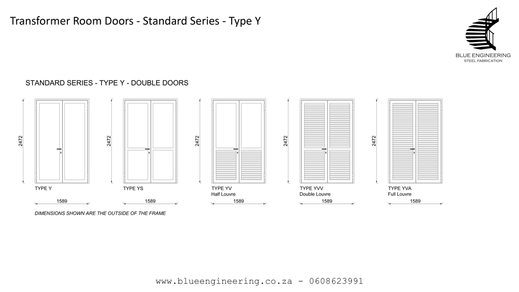 Type Y Transformer Room Doors, Substation Doors. KwaZulu Natal, Durban, Ballito, Hillcrest, Amanzimtoti, Pinetown, Gauteng, Johannesburg, Pretoria, Midrand, South Africa