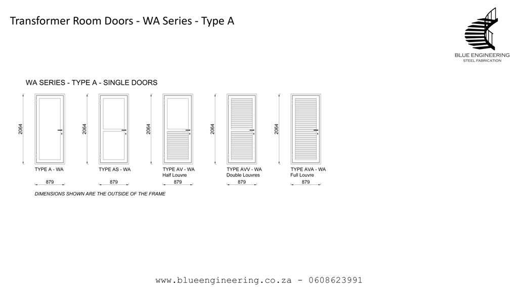 Type A Transformer Room Doors, Substation Doors. KwaZulu Natal, Durban, Ballito, Hillcrest, Amanzimtoti, Pinetown, Gauteng, Johannesburg, Pretoria, Midrand, South Africa