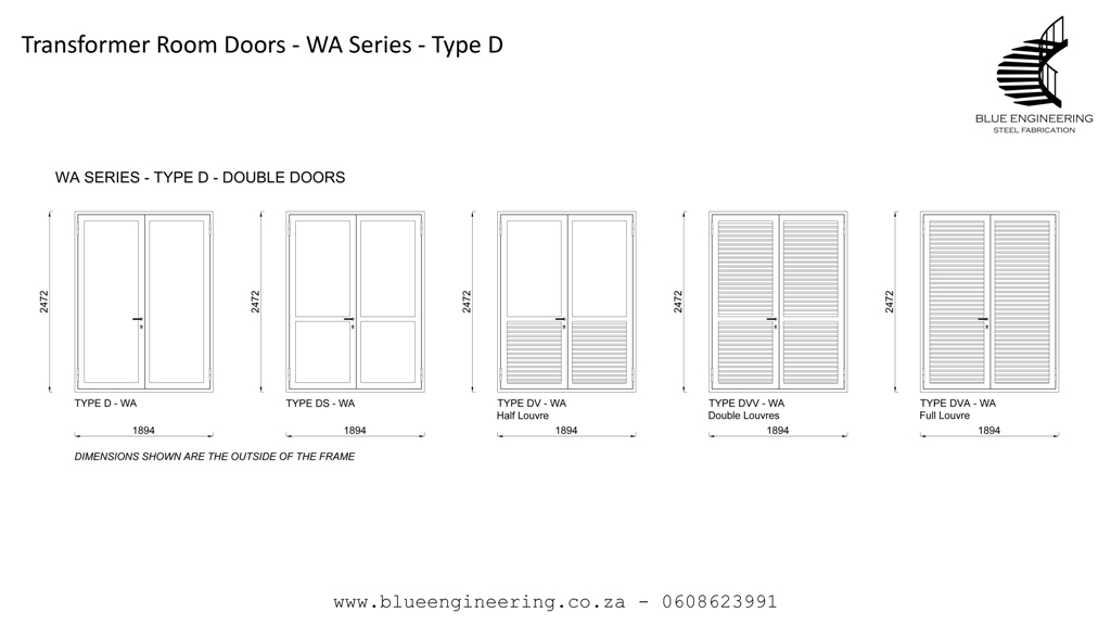 Type D Transformer Room Doors, Substation Doors. KwaZulu Natal, Durban, Ballito, Hillcrest, Amanzimtoti, Pinetown, Gauteng, Johannesburg, Pretoria, Midrand, South Africa