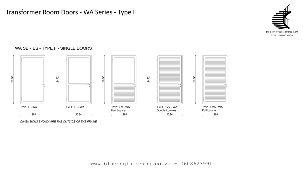 Type F Transformer Room Doors, Substation Doors. KwaZulu Natal, Durban, Ballito, Hillcrest, Amanzimtoti, Pinetown, Gauteng, Johannesburg, Pretoria, Midrand, South Africa