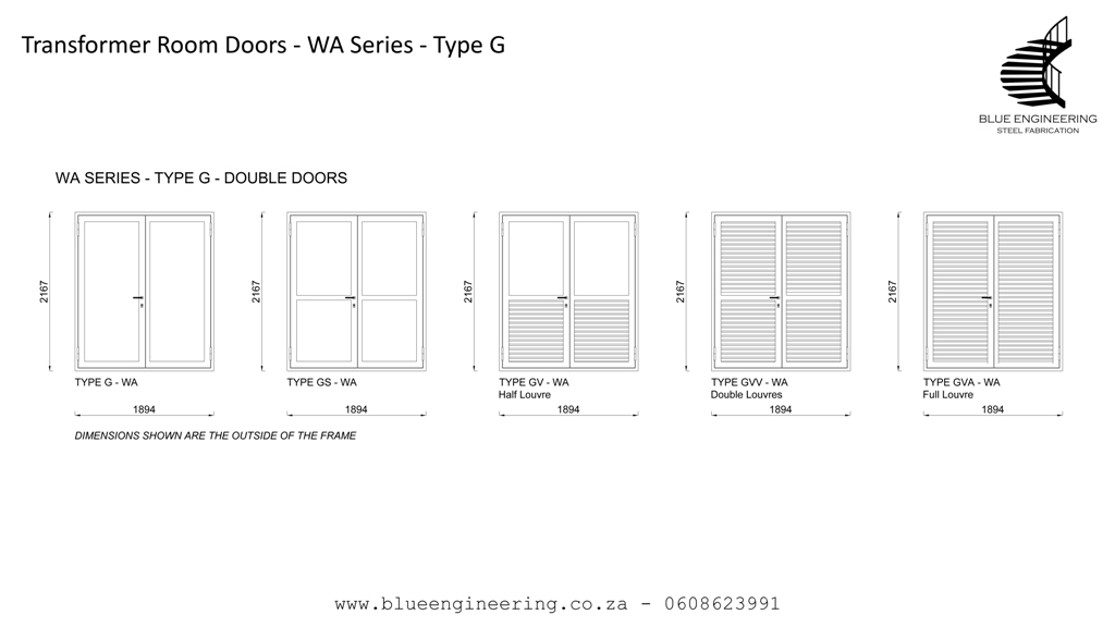 Type G Transformer Room Doors, Substation Doors. KwaZulu Natal, Durban, Ballito, Hillcrest, Amanzimtoti, Pinetown, Gauteng, Johannesburg, Pretoria, Midrand, South Africa