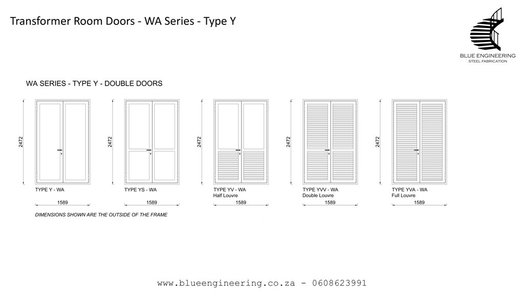Type Y Transformer Room Doors, Substation Doors. KwaZulu Natal, Durban, Ballito, Hillcrest, Amanzimtoti, Pinetown, Gauteng, Johannesburg, Pretoria, Midrand, South Africa