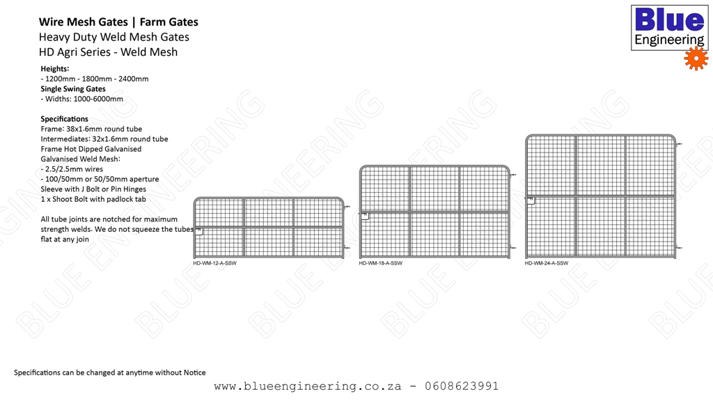 Heavy Duty Wire Mesh Agricultural Gates Series available in Diamond Mesh and Weld Mesh
