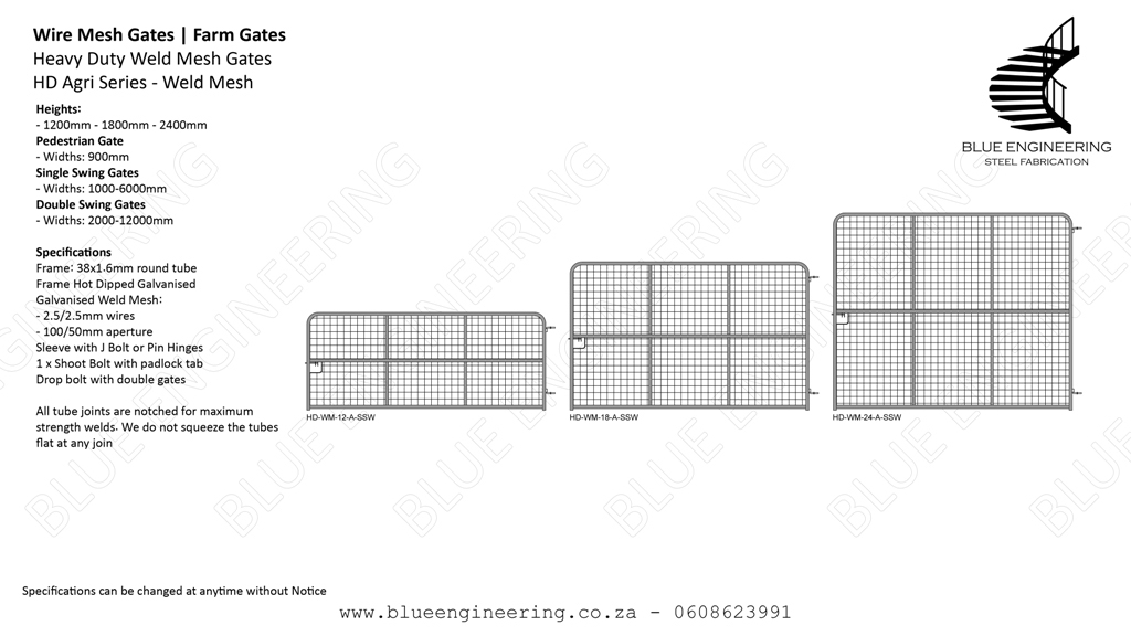 Heavy Duty Wire Mesh Agricultural Gates Series available in Diamond Mesh and Weld Mesh